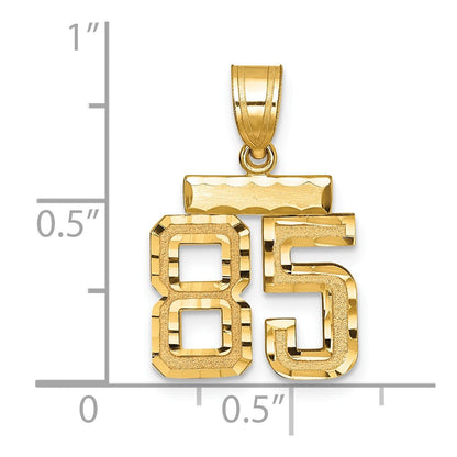 14K Gelbgold Kleiner Gebürsteter Diamantgeschliffener Zahl-85-Charm