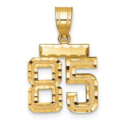 14K Gelbgold Kleiner Gebürsteter Diamantgeschliffener Zahl-85-Charm