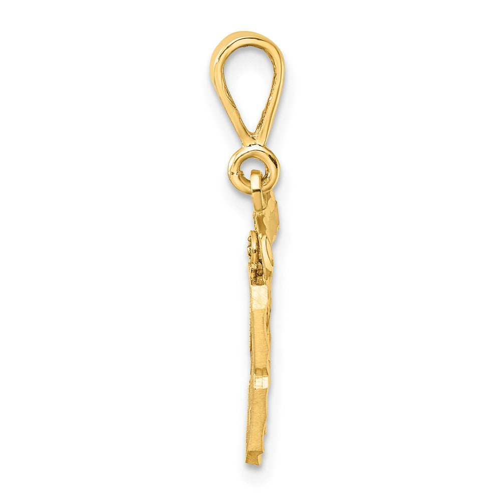 14K Gelbgold Kleiner Gebürsteter Diamantgeschliffener Zahlen-Charm "89
