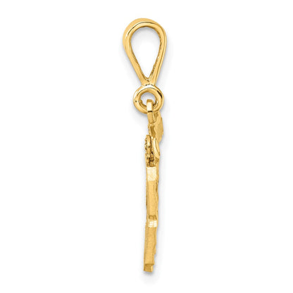 14K Gelbgold Kleiner Gebürsteter Diamantgeschliffener Zahlen-Charm "89