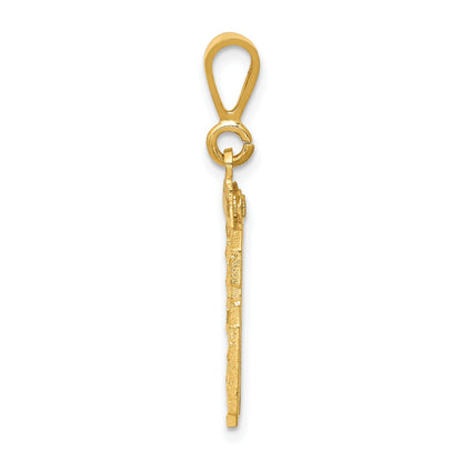 14K Gelbgold Kleiner Gebürsteter Diamantgeschliffener Zahl-96-Charm