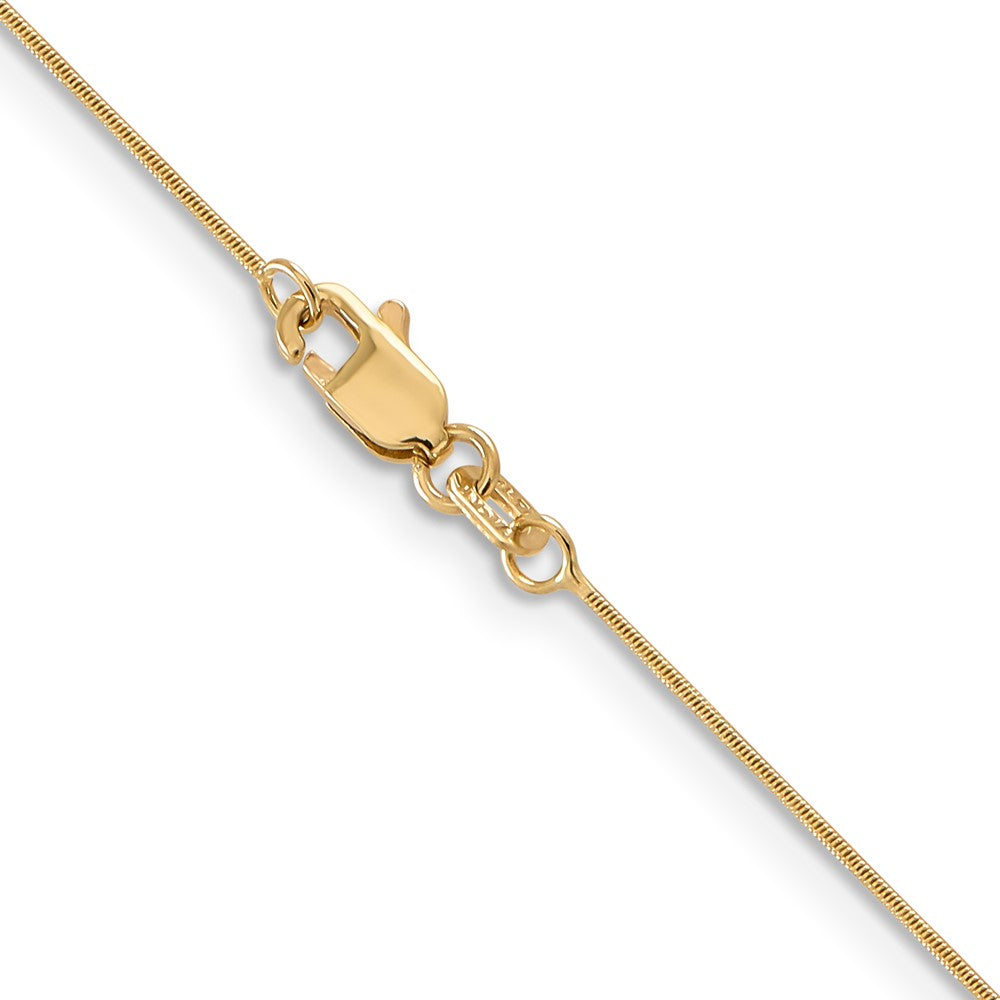 14K Gelbgold.65mm Rund Schlange mit Karabinerverschluss Halskette