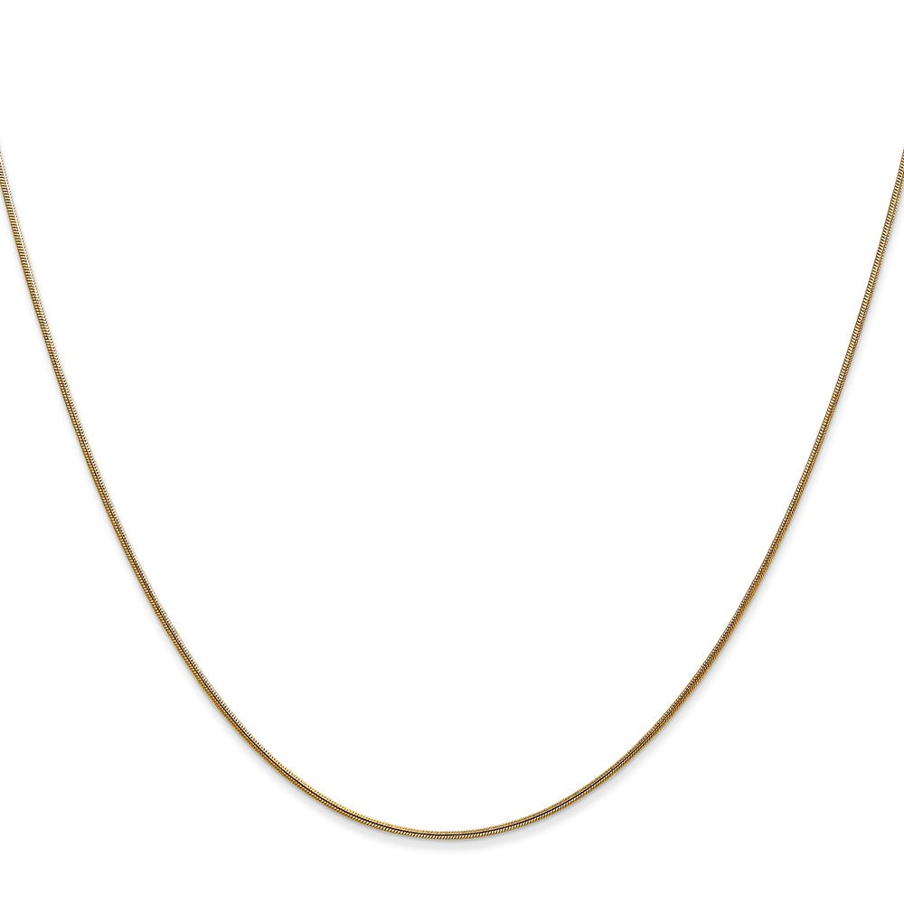 14K Gelbgold.8mm Rund Schlange mit Karabinerverschluss Halskette