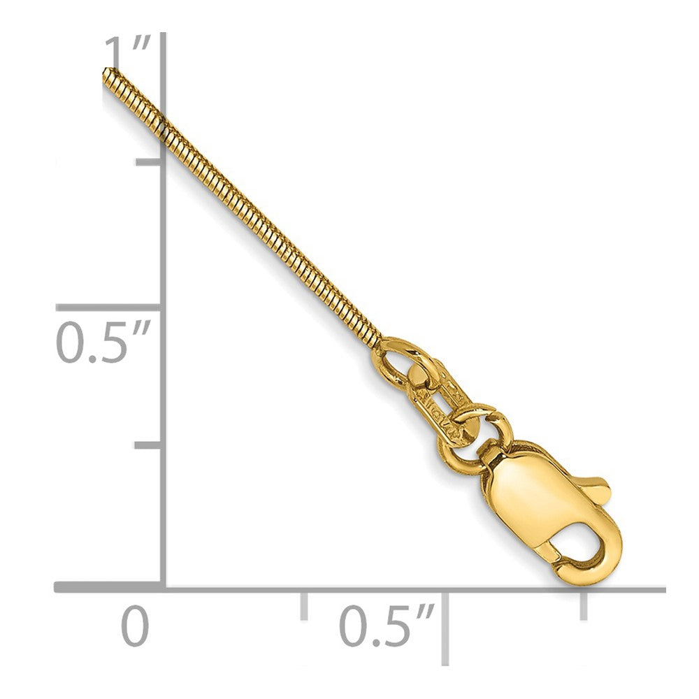 14K Gelbgold.8mm Rund Schlange mit Karabinerverschluss Kette Fußkettchen