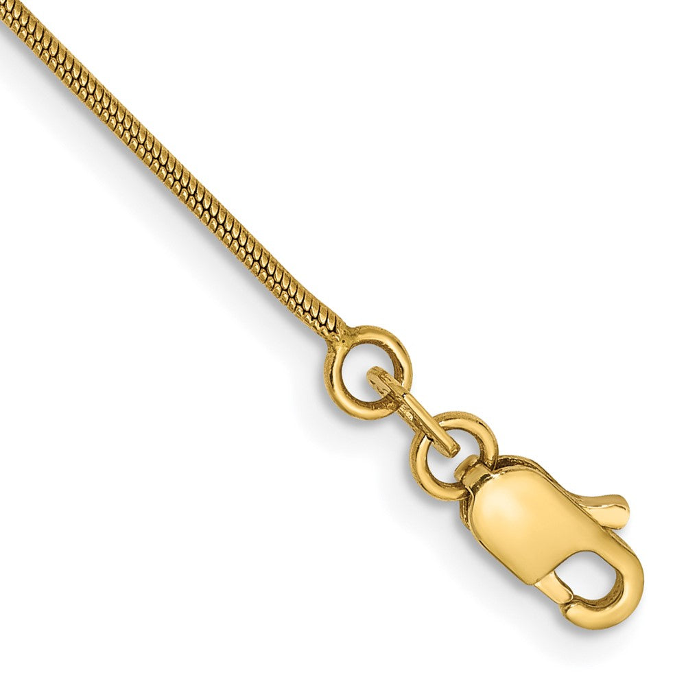 14K Gelbgold.9mm Rund Schlange mit Karabinerverschluss Gliederarmband
