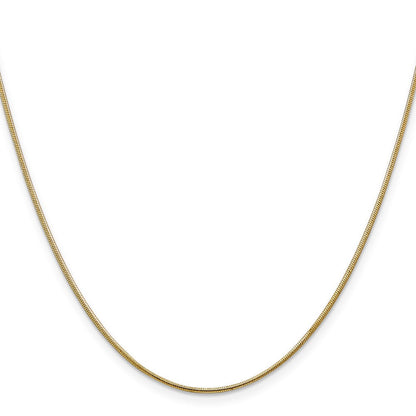 14K Gelbgold 1.1mm Rund Schlange mit Karabinerverschluss Halskette