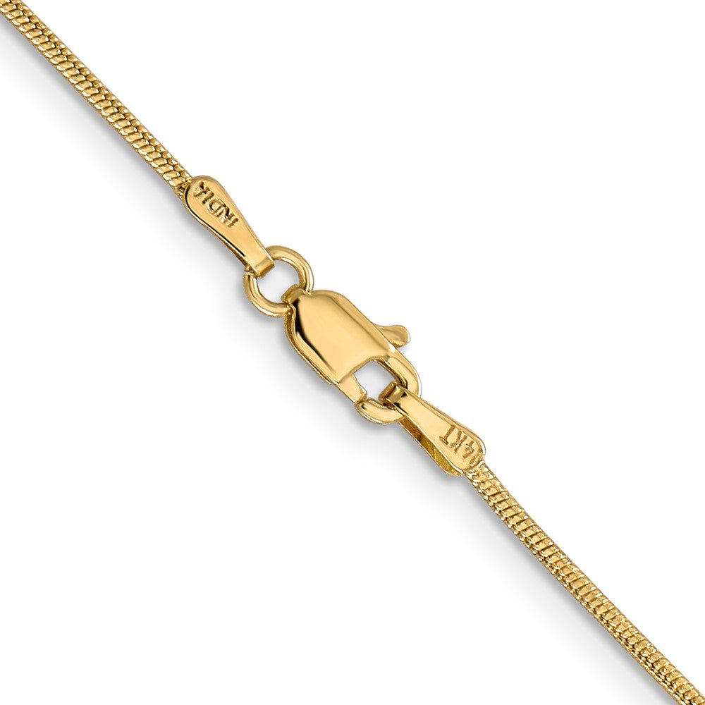 14K Gelbgold 1.1mm Rund Schlange mit Karabinerverschluss Halskette