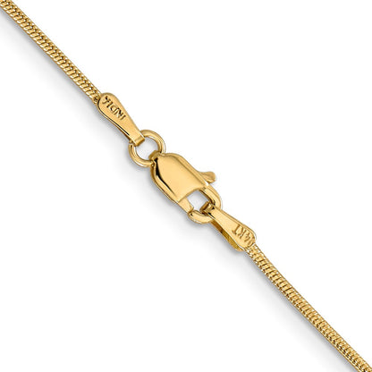 14K Gelbgold 1.1mm Rund Schlange mit Karabinerverschluss Halskette