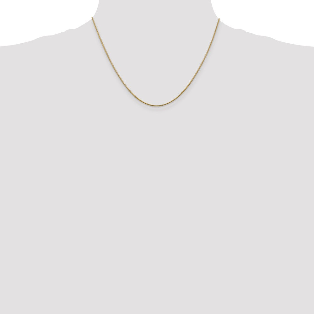 14K Gelbgold 1.1mm Rund Schlange mit Karabinerverschluss Halskette