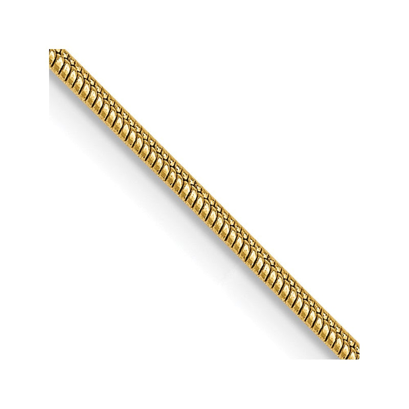 14K Gelbgold 1.1mm Rund Schlange mit Karabinerverschluss Halskette