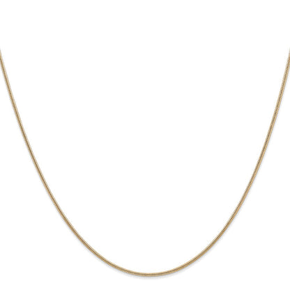 14K Gelbgold 1.4mm Rund Schlange Karabinerverschluss Halskette
