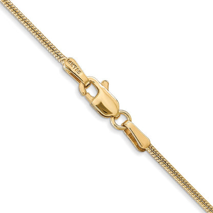 14K Gelbgold 1.4mm Rund Schlange Karabinerverschluss Halskette