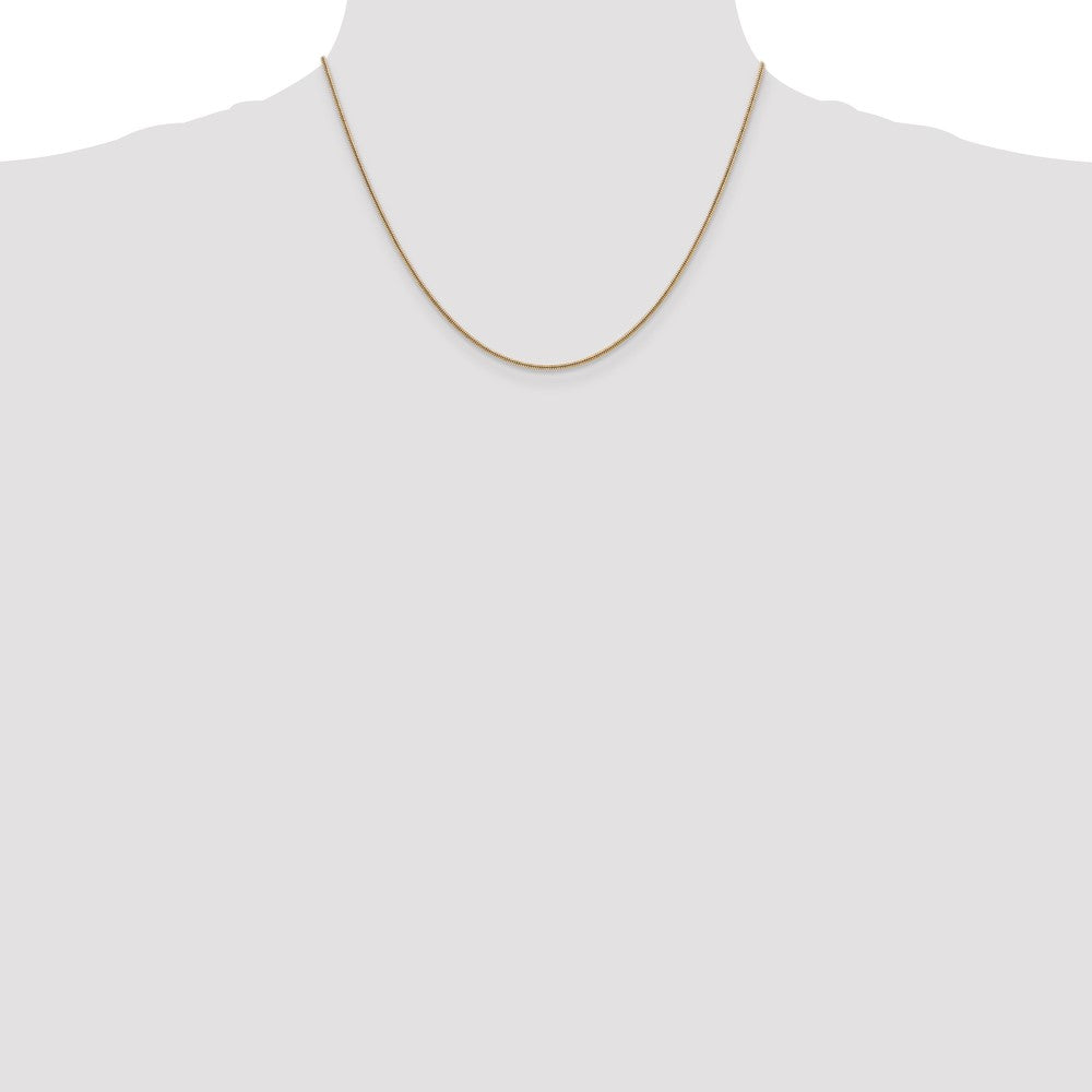 14K Gelbgold 1.4mm Rund Schlange Karabinerverschluss Halskette