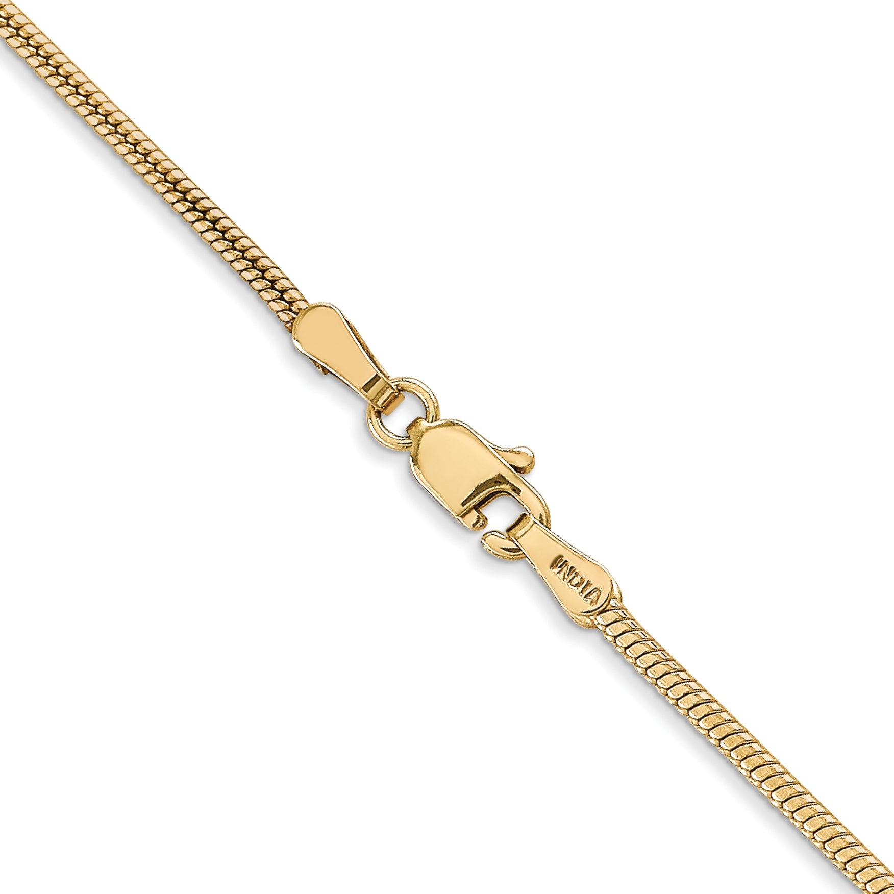 14K Gelbgold 1.6mm Rund Schlange Karabinerverschluss Halskette