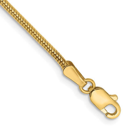 14K Gelbgold 1.6mm Rund Schlange Karabinerverschluss Gliederarmband