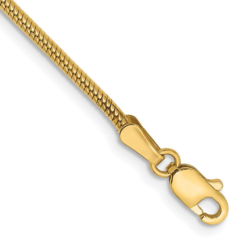 14K Gelbgold 1.6mm Rund Schlange Karabinerverschluss Gliederarmband