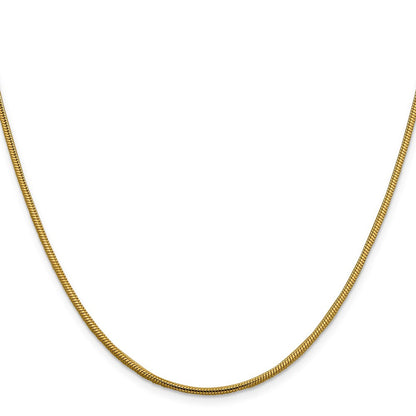 14K Gelbgold 1.85mm Rund Schlange Karabinerverschluss Halskette