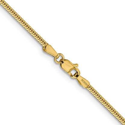 14K Gelbgold 1.85mm Rund Schlange Karabinerverschluss Halskette