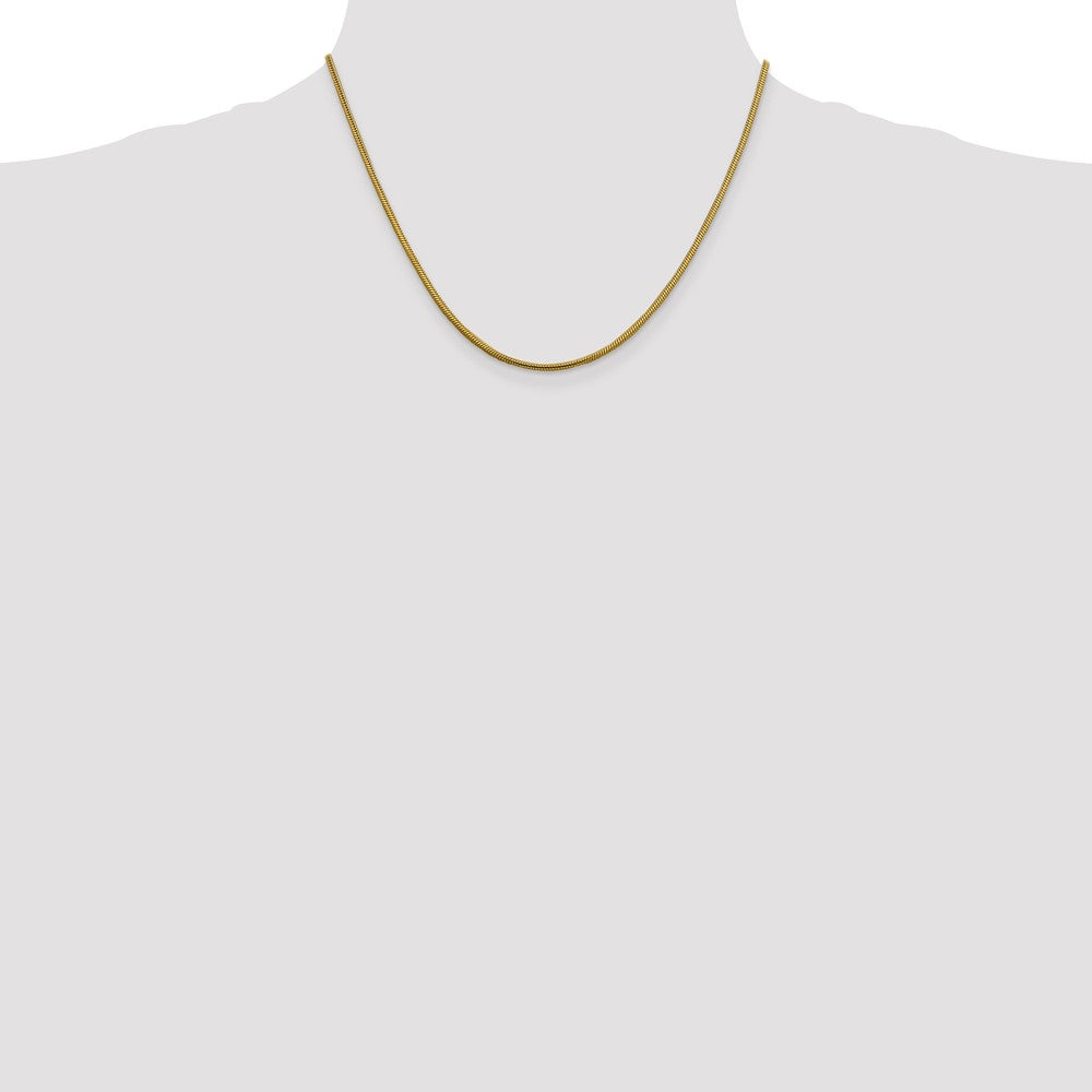 14K Gelbgold 1.85mm Rund Schlange Karabinerverschluss Halskette