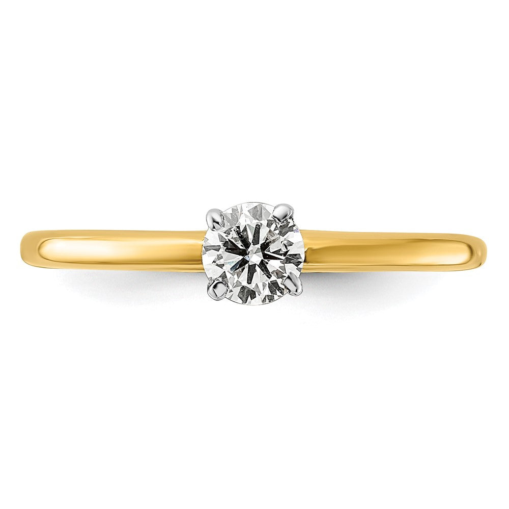 14K Bicolor Gold 1/3 Karat Zertifiziert Im Labor Gezüchtet Diamant Vs+ F+ Rund Komplett Solitär Verlobungsring