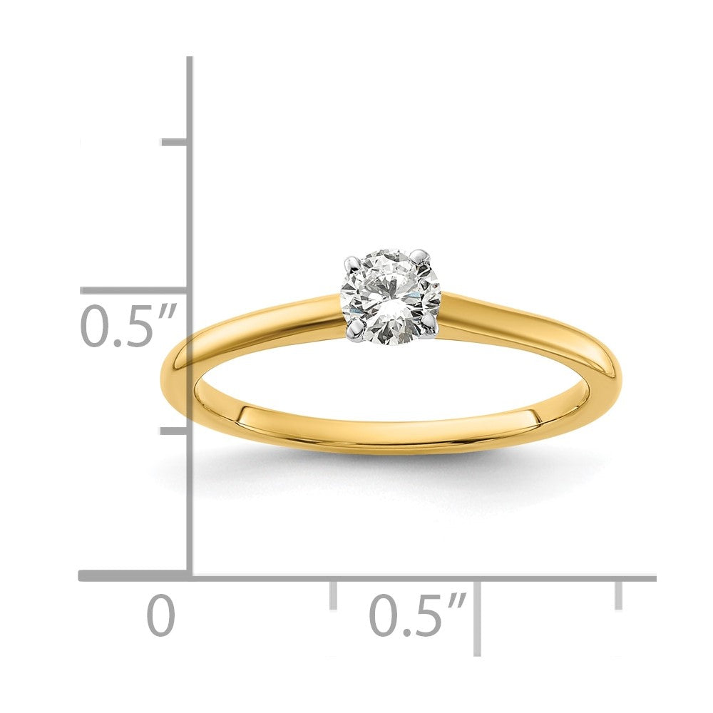 14K Bicolor Gold 1/3 Karat Zertifiziert Im Labor Gezüchtet Diamant Vs+ F+ Rund Komplett Solitär Verlobungsring