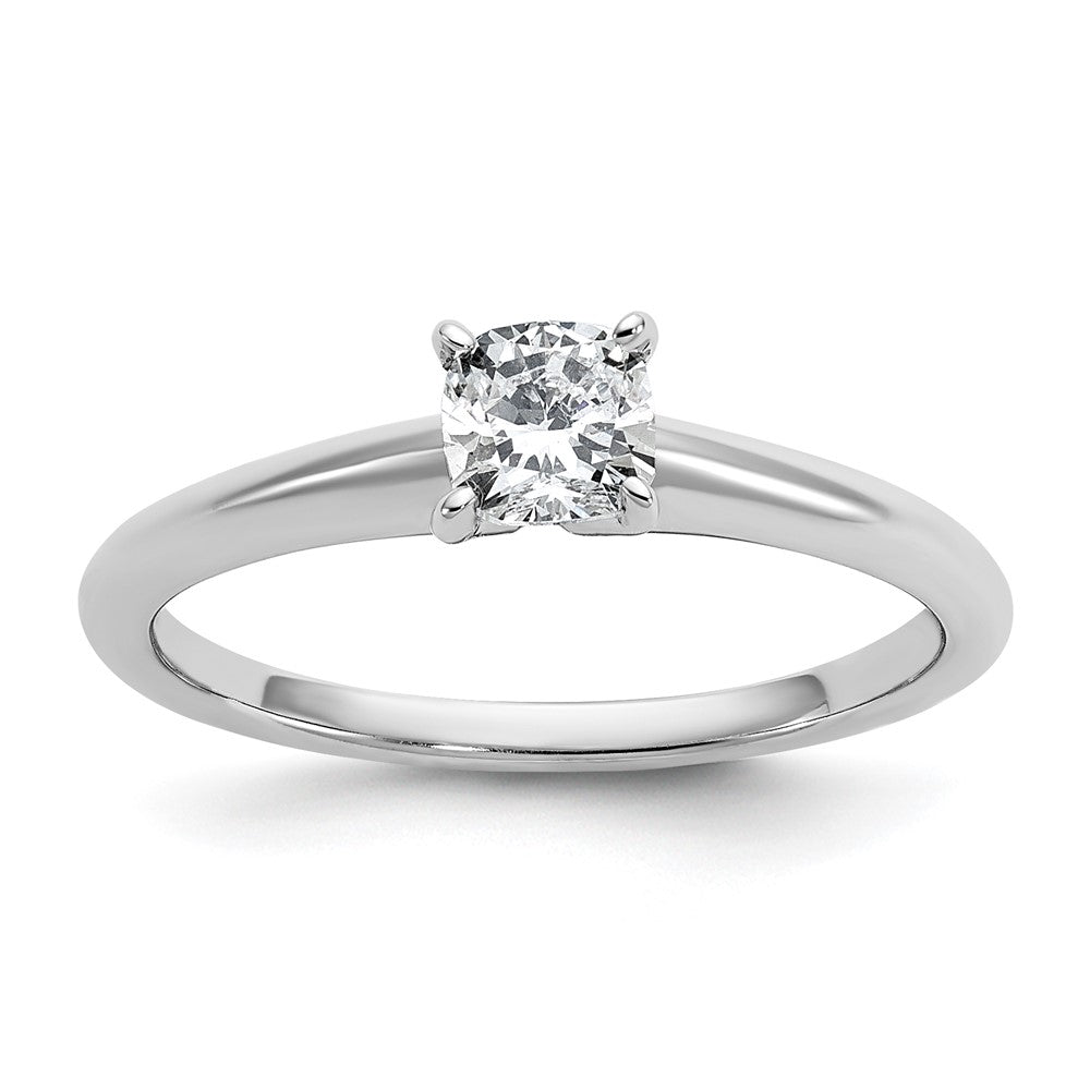 14K Weißgold Solitär-Verlobungsring mit 0,5 ct. zertifiziertem, laborgezüchtetem Diamanten im Kissenschliff VS/SI+ G+