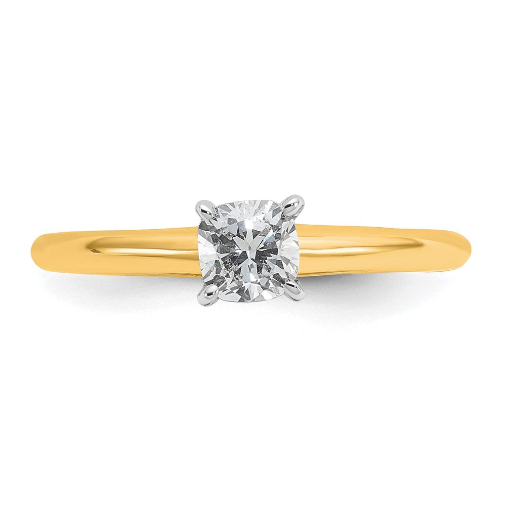 14K Bicolor Verlobungsring mit 0,5 ct. zertifiziertem im Labor gezüchtetem Diamant VS/SI+ G+ im Kissenschliff als Solitär