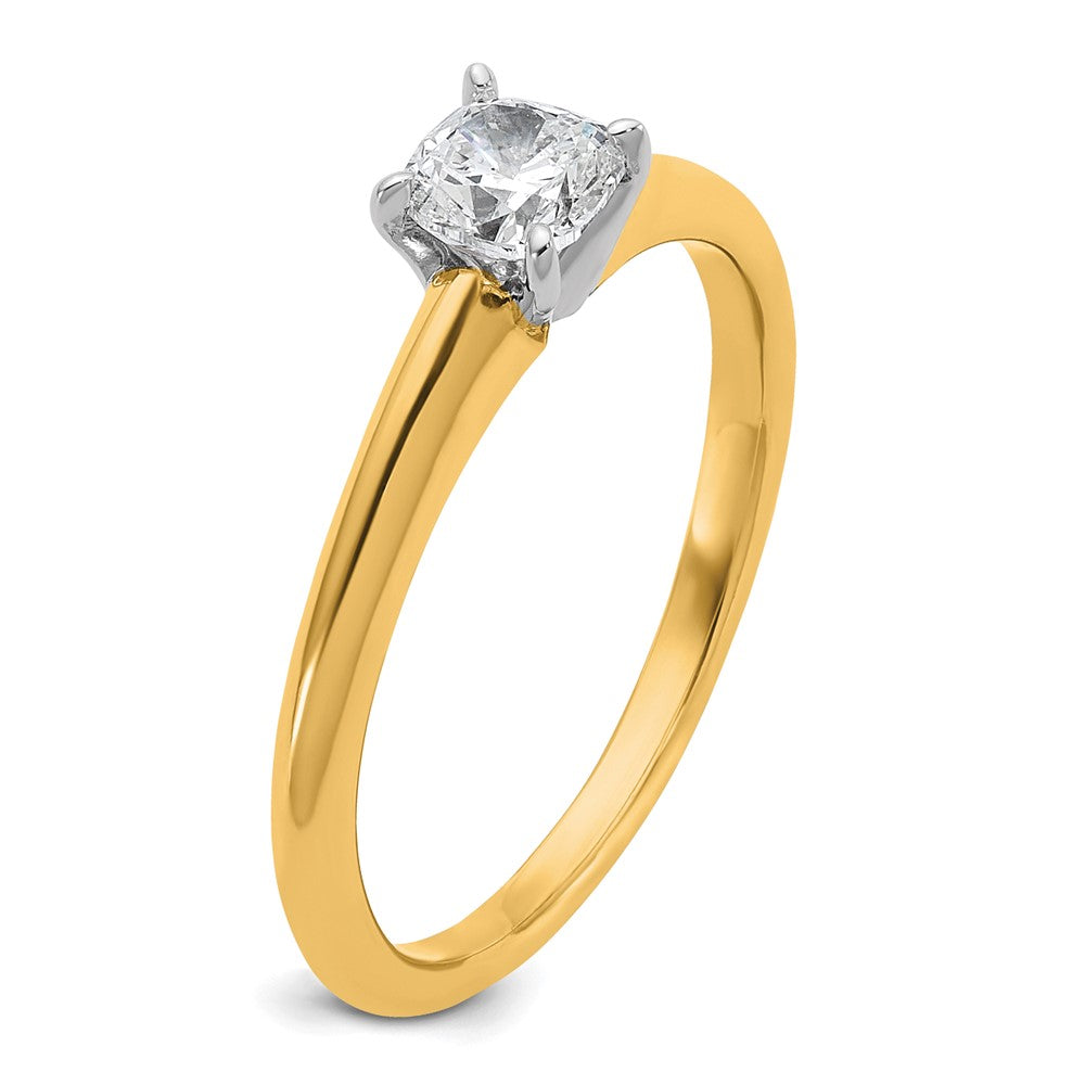 14K Bicolor Verlobungsring mit 0,5 ct. Labor gezüchtetem Diamant VS/SI+ G+ im Kissenschliff, Solitär