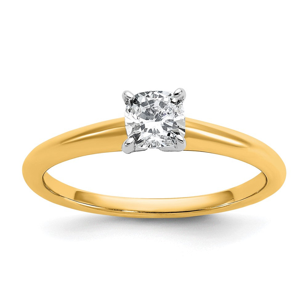 14K Bicolor Verlobungsring mit 0,5 ct. Labor gezüchtetem Diamant VS/SI+ G+ im Kissenschliff, Solitär