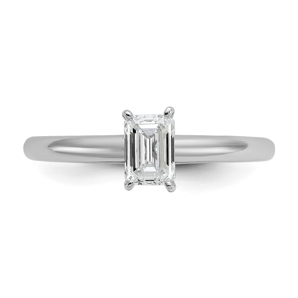 14K Weißgold 0,5 ct. Laborgezüchteter Diamant VS/SI+ G+ Smaragdschliff Solitär Verlobungsring