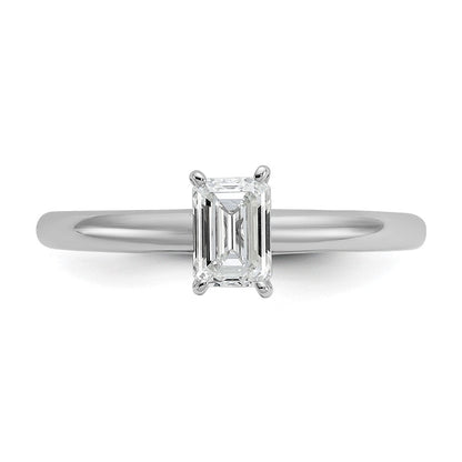 14K Weißgold 0,5 ct. Laborgezüchteter Diamant VS/SI+ G+ Smaragdschliff Solitär Verlobungsring