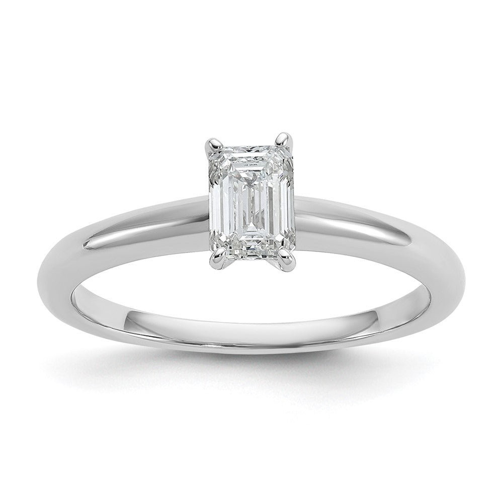 14K Weißgold 0,5 ct. Laborgezüchteter Diamant VS/SI+ G+ Smaragdschliff Solitär Verlobungsring
