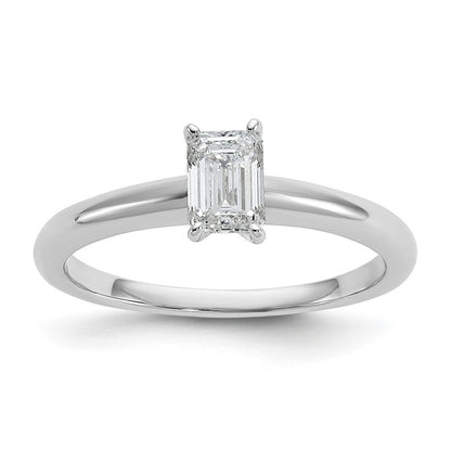14K Weißgold 0,5 ct. Laborgezüchteter Diamant VS/SI+ G+ Smaragdschliff Solitär Verlobungsring