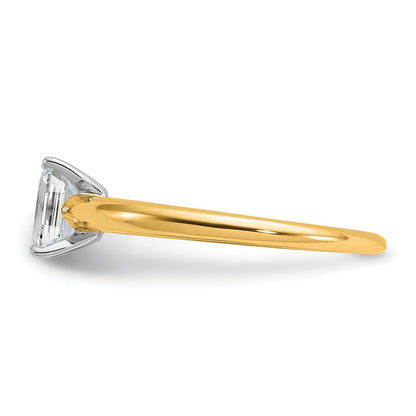 14K Bicolor Verlobungsring mit 0,5 ct. Labor-gezüchtetem Diamant VS/SI+ G+ im Smaragdschliff, Solitär