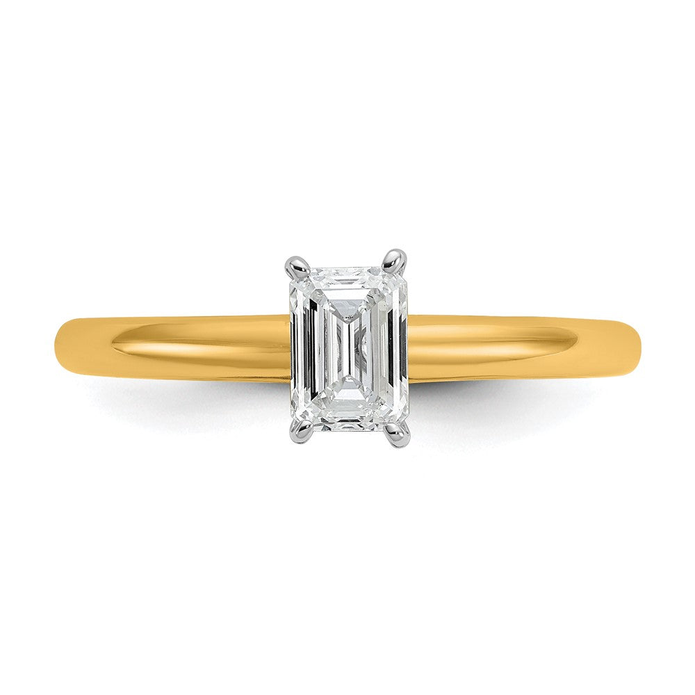 14K Bicolor Verlobungsring mit 0,5 ct. Labor-gezüchtetem Diamant VS/SI+ G+ im Smaragdschliff, Solitär