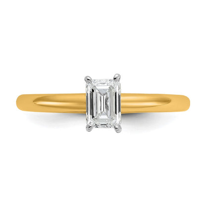 14K Bicolor Verlobungsring mit 0,5 ct. Labor-gezüchtetem Diamant VS/SI+ G+ im Smaragdschliff, Solitär