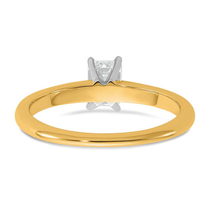 14K Bicolor Verlobungsring mit 0,5 ct. Labor-gezüchtetem Diamant VS/SI+ G+ im Smaragdschliff, Solitär