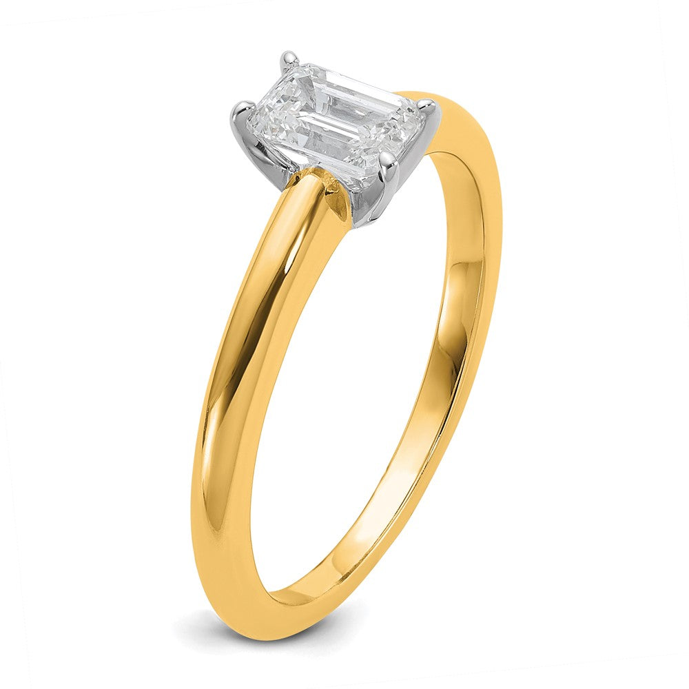 14K Bicolor Verlobungsring mit 0,5 ct. Labor-gezüchtetem Diamant VS/SI+ G+ im Smaragdschliff, Solitär