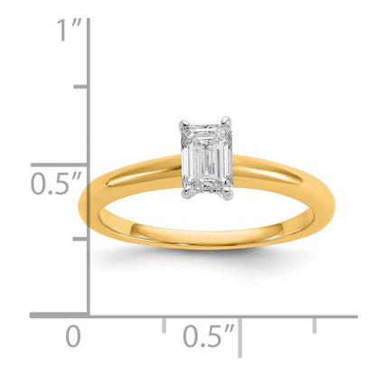 14K Bicolor 0,5 ct. zertifizierter Laborgezüchteter Diamant VS/SI+ G+ Smaragdschliff Solitär Verlobungsring