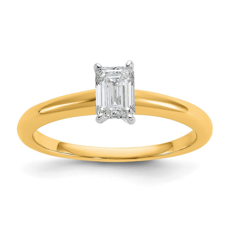14K Bicolor 0,5 ct. zertifizierter Laborgezüchteter Diamant VS/SI+ G+ Smaragdschliff Solitär Verlobungsring