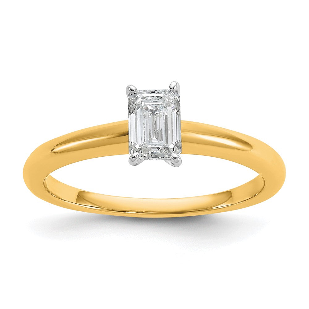 14K Bicolor Verlobungsring mit 0,5 ct. Labor-gezüchtetem Diamant VS/SI+ G+ im Smaragdschliff, Solitär