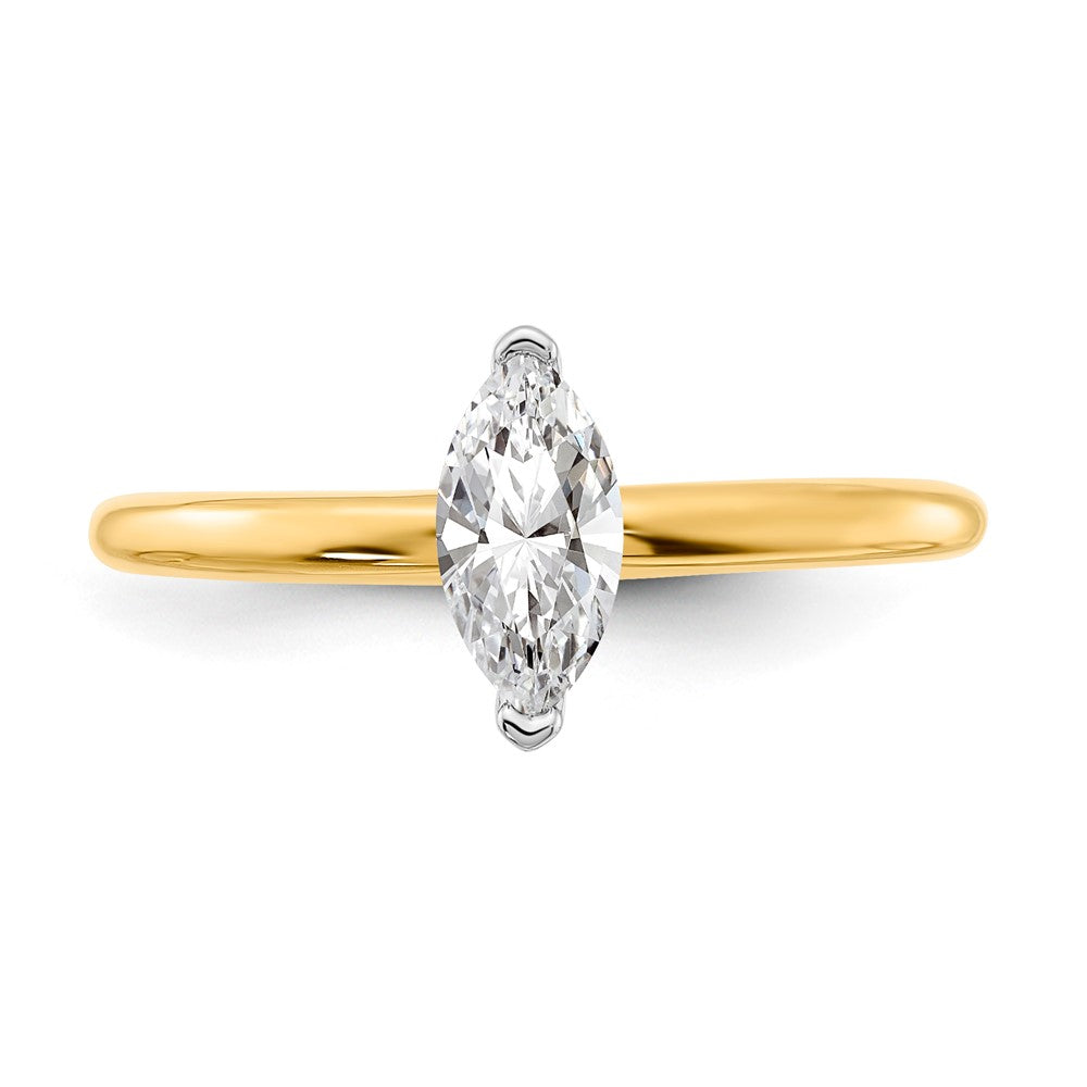 14K Bicolor Verlobungsring mit 0,5 ct. Labor-gezüchtetem Diamant, Marquise-Solitär, VS/SI+ G+