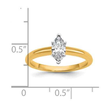 14K Bicolor Verlobungsring mit 0,5 ct. Labor-gezüchtetem Diamant, Marquise-Solitär, VS/SI+ G+