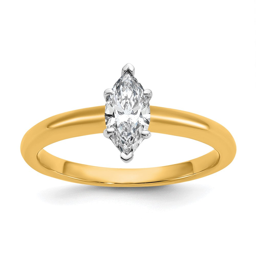 14K Bicolor Verlobungsring mit 0,5 ct. Labor-gezüchtetem Diamant, Marquise-Solitär, VS/SI+ G+