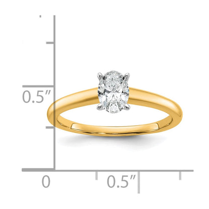 14K Bicolor Verlobungsring mit 0,5 ct. zertifiziertem Labor-gezüchtetem Diamant VS/SI+ G+ im Oval-Solitär-Schliff