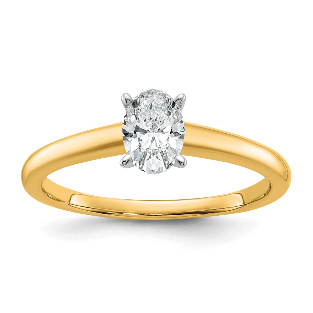 14K Bicolor Verlobungsring mit 0,5 ct. im Labor gezüchtetem Diamant, VS/SI+ G+, Oval-Solitär