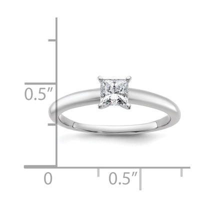 14K Weißgold Verlobungsring mit 0,5 ct. zertifiziertem, im Labor gezüchtetem Diamanten, VS/SI+ G+, Princess-Schliff, Solitär