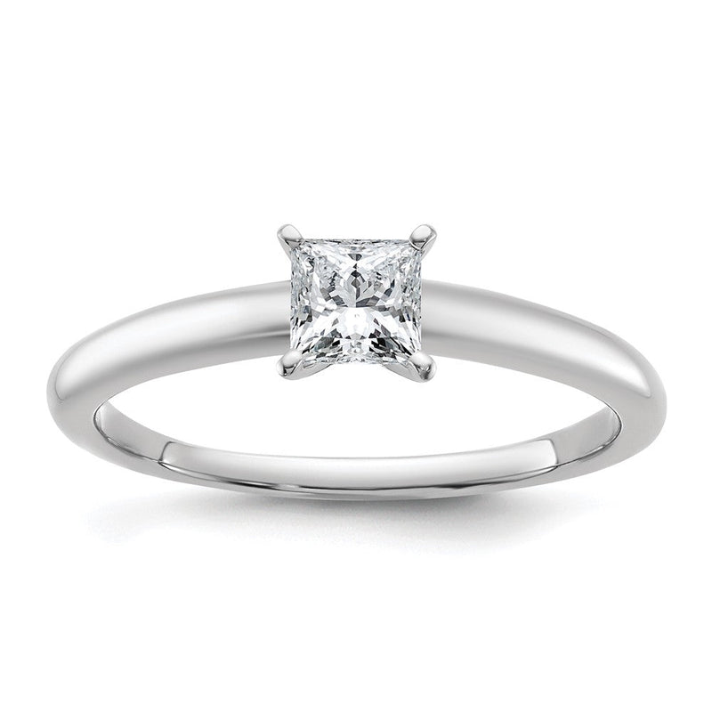 14K Weißgold Verlobungsring mit 0,5 ct. zertifiziertem, im Labor gezüchtetem Diamanten, VS/SI+ G+, Princess-Schliff, Solitär