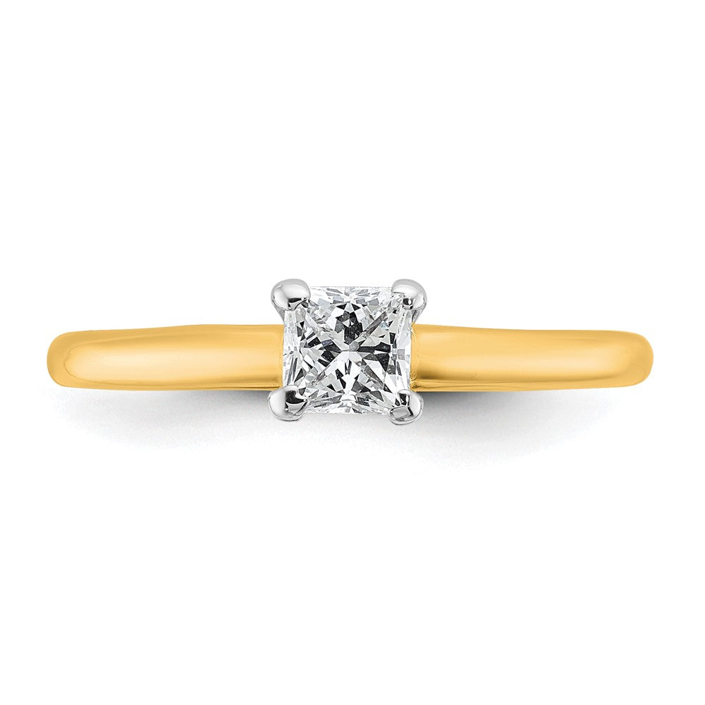 14K Bicolor 0,5 ct. Zertifizierter Laborgezüchteter Diamant VS/SI+ G+ Princess-Solitär-Verlobungsring