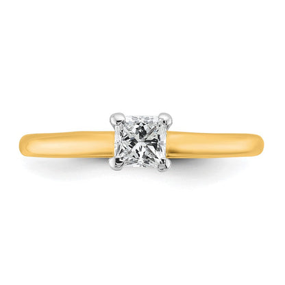 14K Bicolor 0,5 ct. Zertifizierter Laborgezüchteter Diamant VS/SI+ G+ Princess-Solitär-Verlobungsring